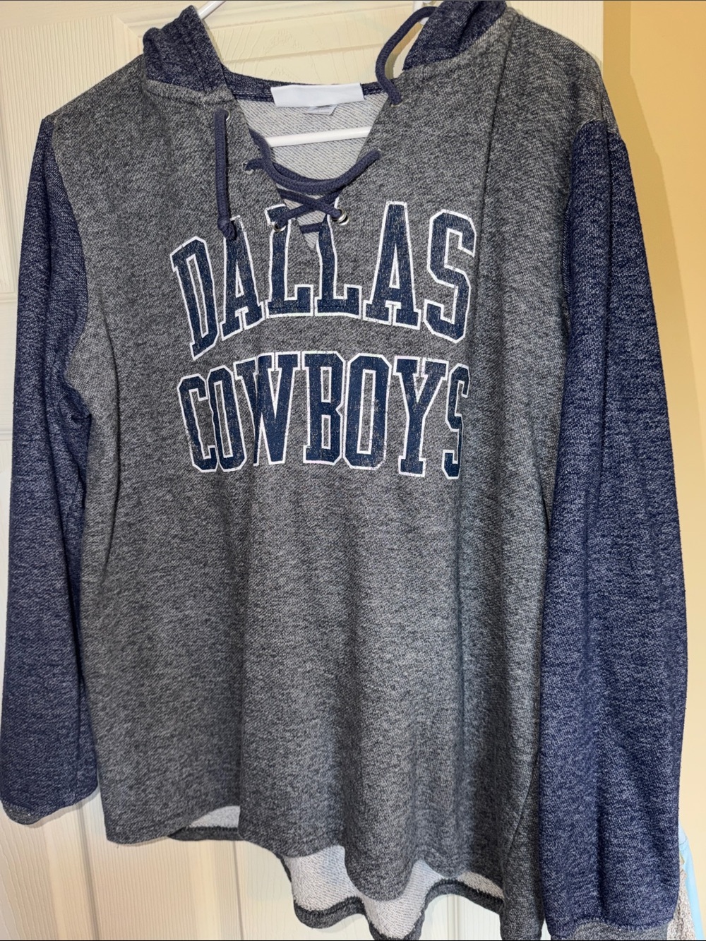 Dallas Cowboys Lace-Up Pullover Hoodie - Gray & Navy
